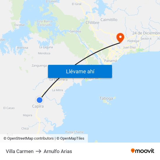 Villa Carmen to Arnulfo Arias map