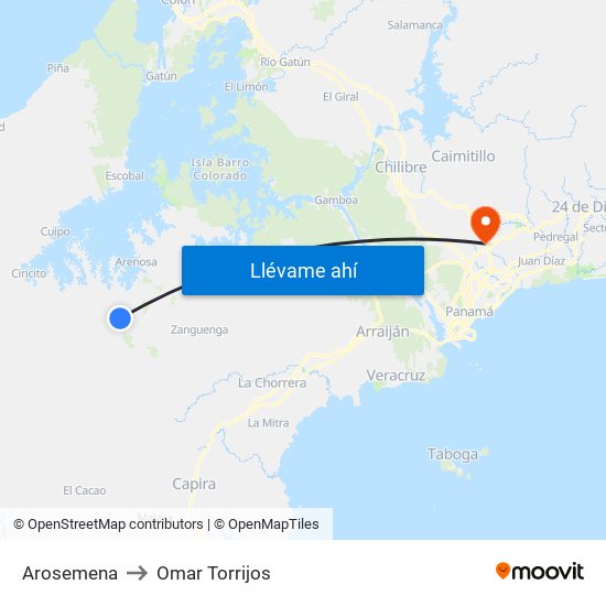 Arosemena to Omar Torrijos map