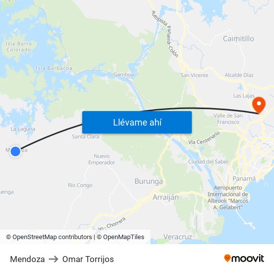 Mendoza to Omar Torrijos map