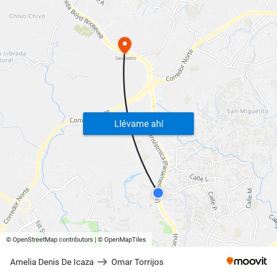 Amelia Denis De Icaza to Omar Torrijos map
