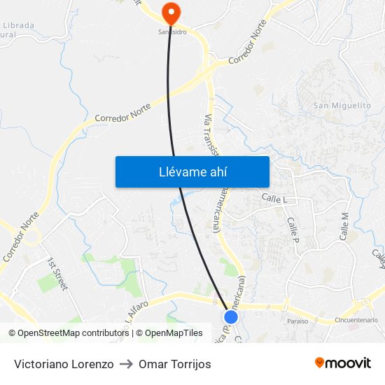 Victoriano Lorenzo to Omar Torrijos map