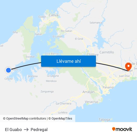 El Guabo to Pedregal map