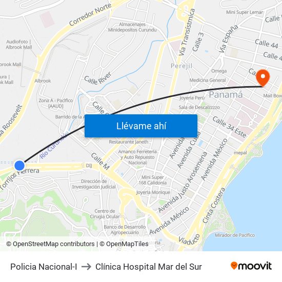Policia Nacional-I to Clínica Hospital Mar del Sur map