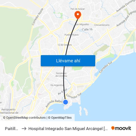 Paitilla-R to Hospital Integrado San Miguel Arcángel [Hisma] map