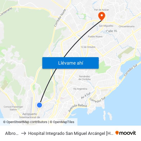 Albrook to Hospital Integrado San Miguel Arcángel [Hisma] map