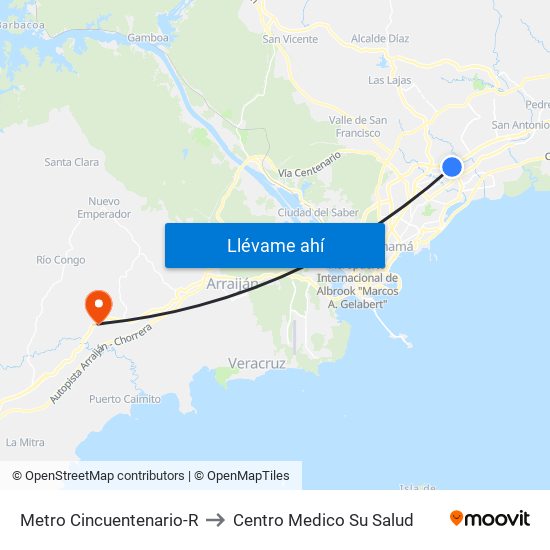 Metro Cincuentenario-R to Centro Medico Su Salud map