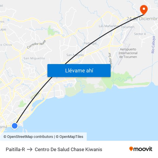 Paitilla-R to Centro De Salud Chase Kiwanis map