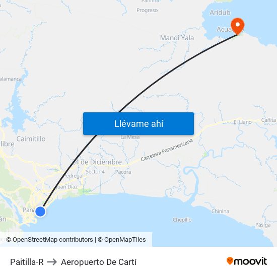 Paitilla-R to Aeropuerto De Cartí map