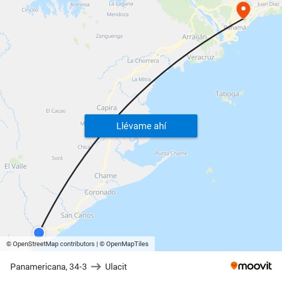 Panamericana, 34-3 to Ulacit map