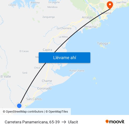 Carretera Panamericana, 65-39 to Ulacit map