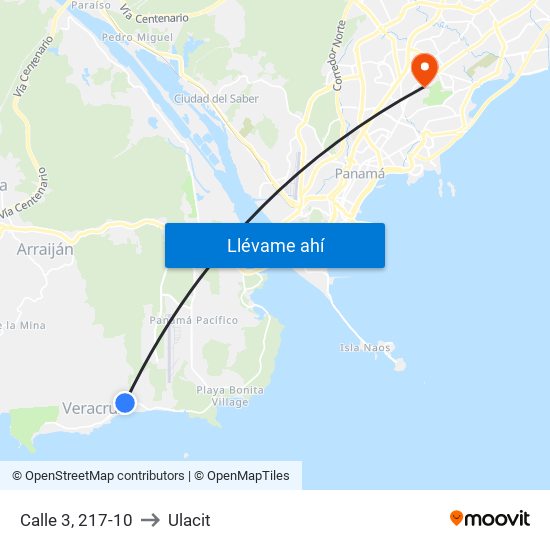 Calle 3, 217-10 to Ulacit map