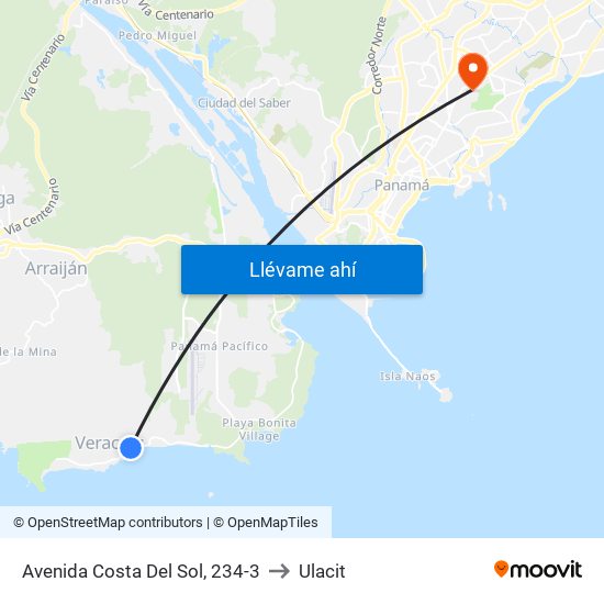 Avenida Costa Del Sol, 234-3 to Ulacit map