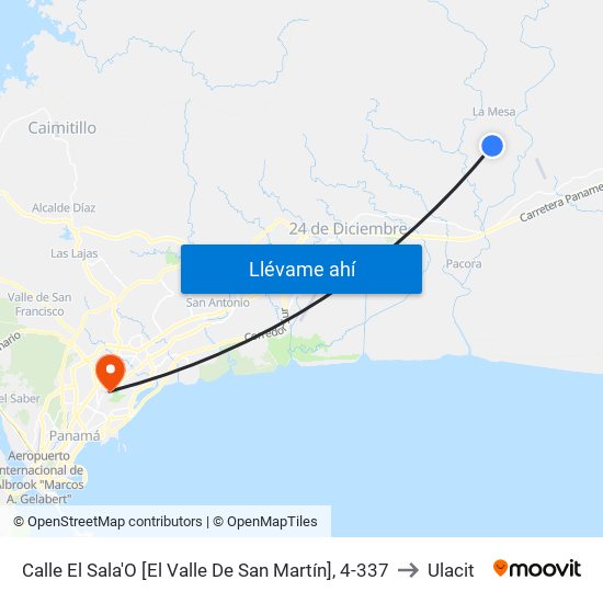 Calle El Sala'O [El Valle De San Martín], 4-337 to Ulacit map