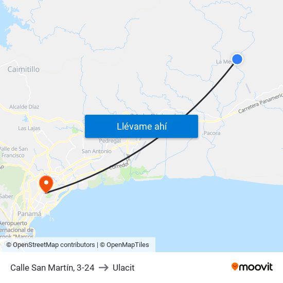 Calle San Martín, 3-24 to Ulacit map