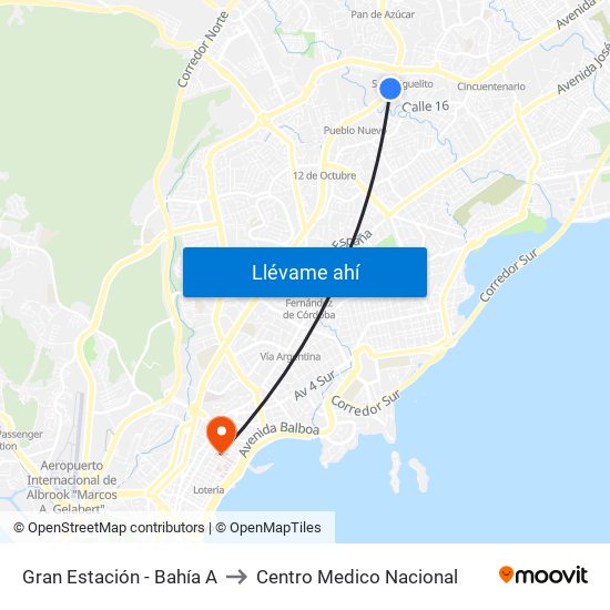 Gran Estación - Bahía A to Centro Medico Nacional map