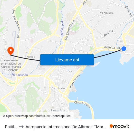 Paitilla-R to Aeropuerto Internacional De Albrook ""Marcos A. Gelabert"" map