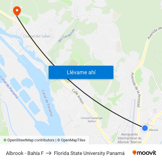 Albrook - Bahía F to Florida State University Panamá map