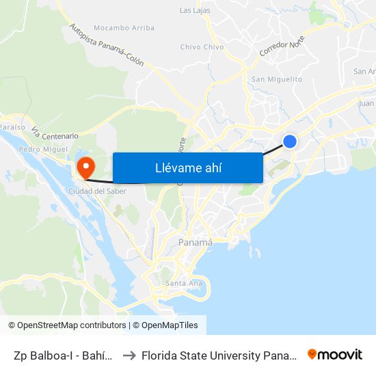 Zp Balboa-I - Bahía 1 to Florida State University Panamá map