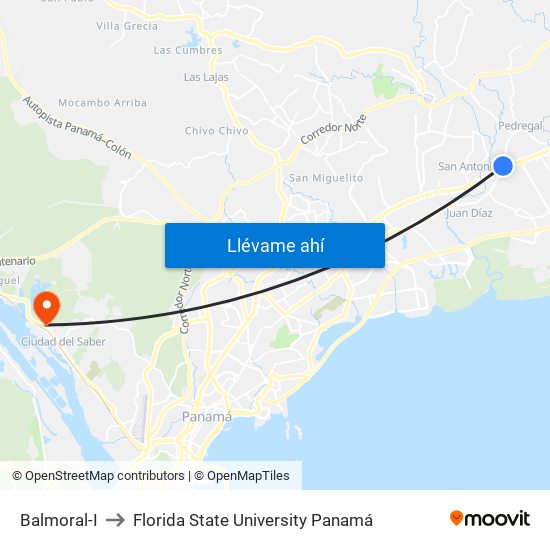 Balmoral-I to Florida State University Panamá map