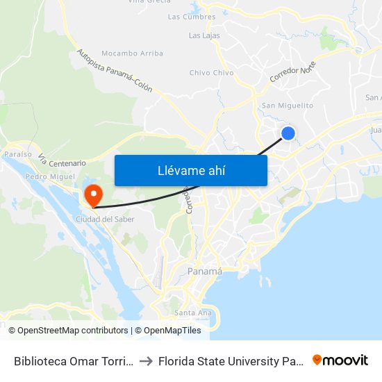 Biblioteca Omar Torrijos-I to Florida State University Panamá map