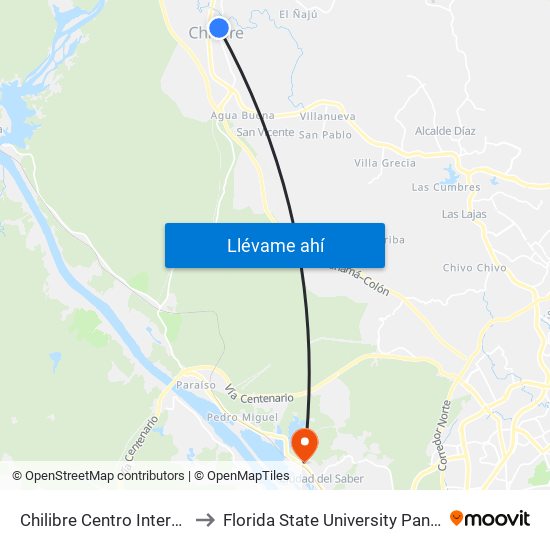 Chilibre Centro Interno-R to Florida State University Panamá map