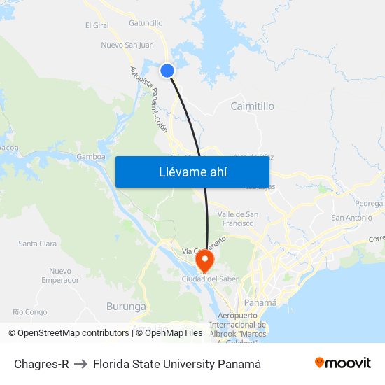Chagres-R to Florida State University Panamá map