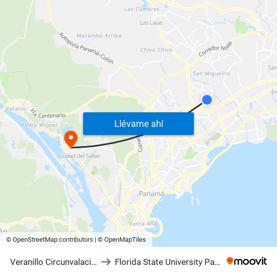 Veranillo Circunvalacion-R to Florida State University Panamá map