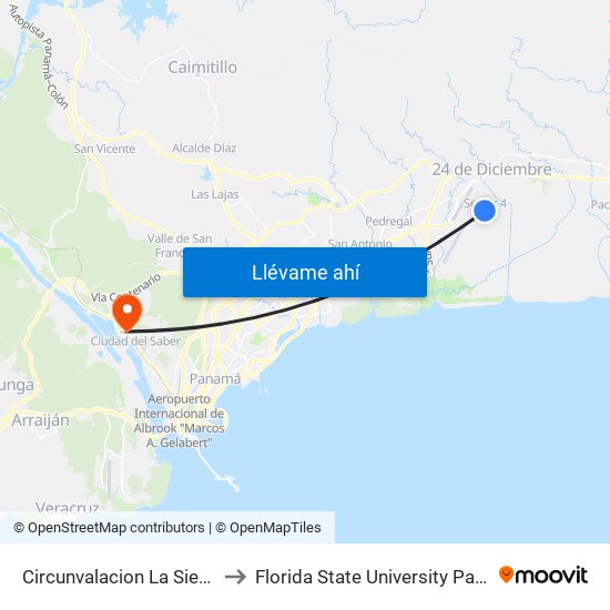 Circunvalacion La Siesta-R to Florida State University Panamá map