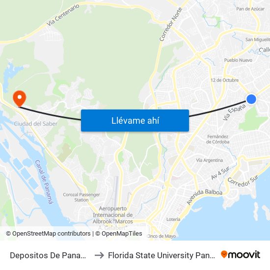Depositos De Panama-I to Florida State University Panamá map