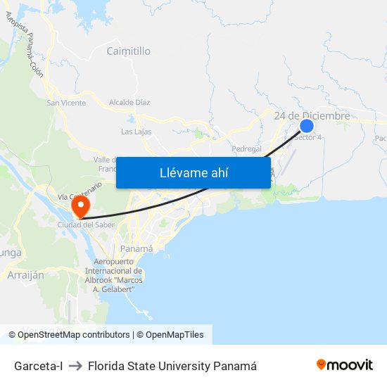 Garceta-I to Florida State University Panamá map