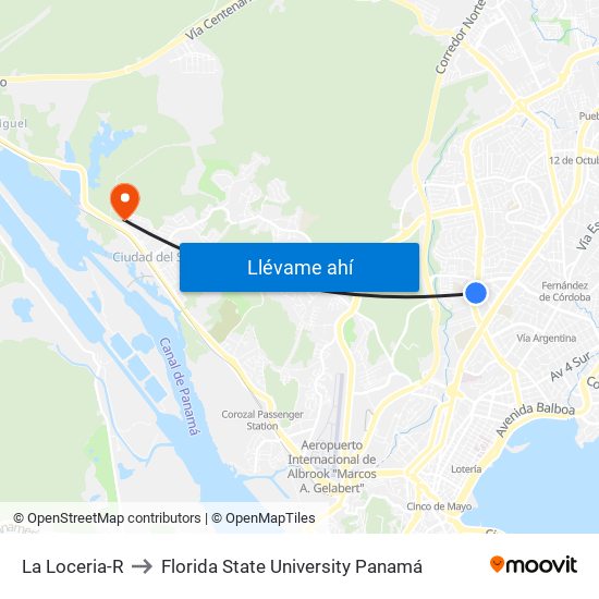 La Loceria-R to Florida State University Panamá map