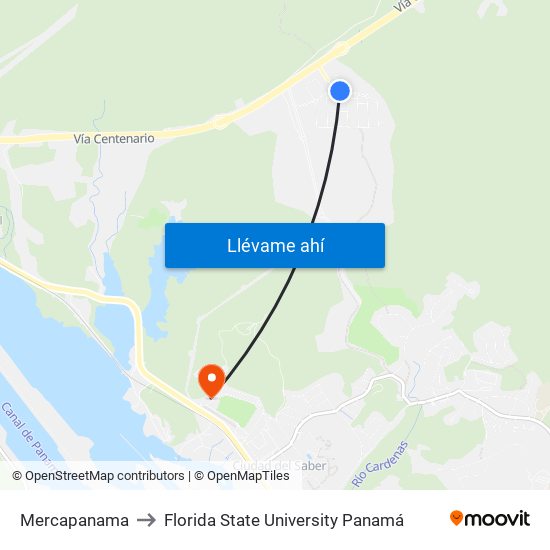 Mercapanama to Florida State University Panamá map