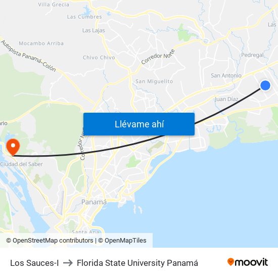 Los Sauces-I to Florida State University Panamá map