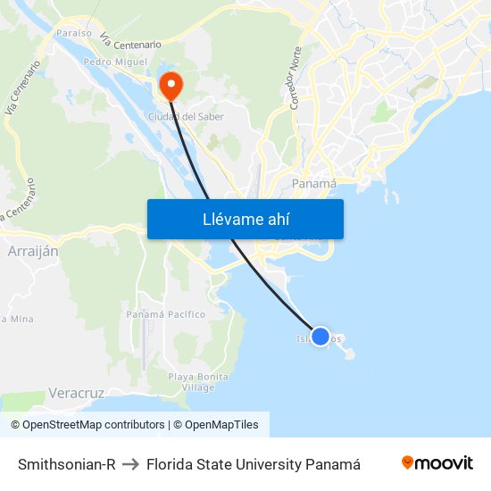 Smithsonian-R to Florida State University Panamá map