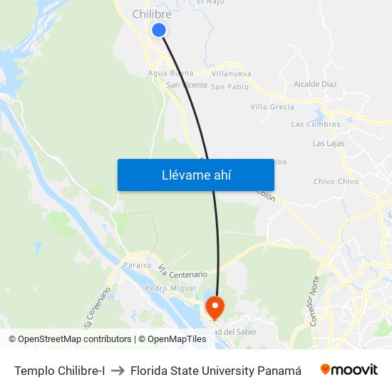 Templo Chilibre-I to Florida State University Panamá map