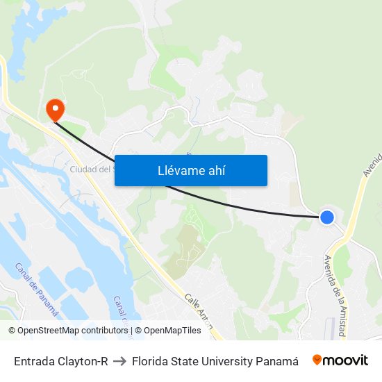 Entrada Clayton-R to Florida State University Panamá map