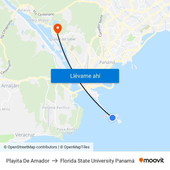 Playita De Amador to Florida State University Panamá map
