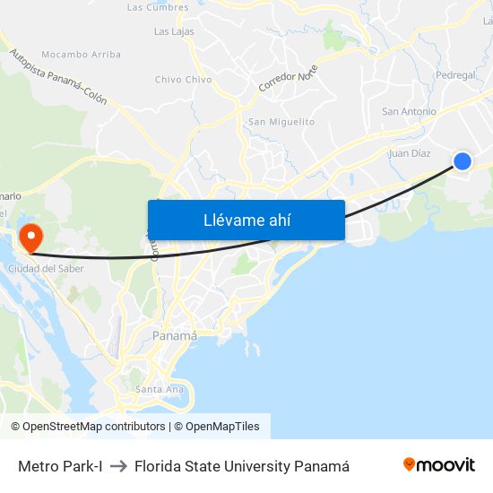 Metro Park-I to Florida State University Panamá map