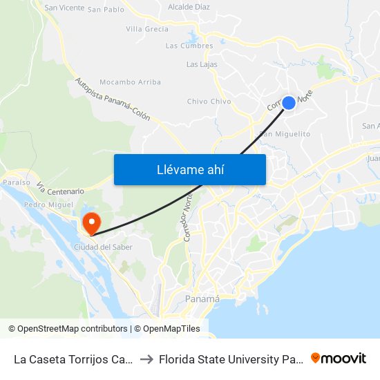 La Caseta Torrijos Carter-I to Florida State University Panamá map