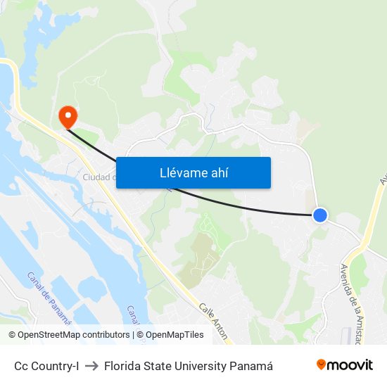 Cc Country-I to Florida State University Panamá map