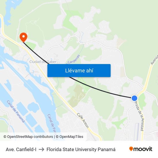 Ave. Canfield-I to Florida State University Panamá map