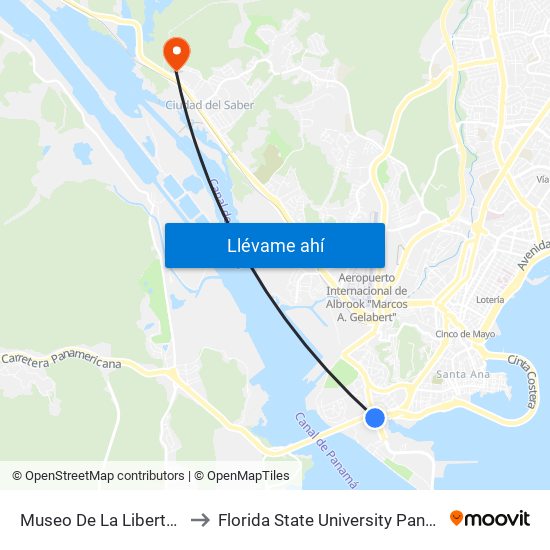 Museo De La Libertad-I to Florida State University Panamá map