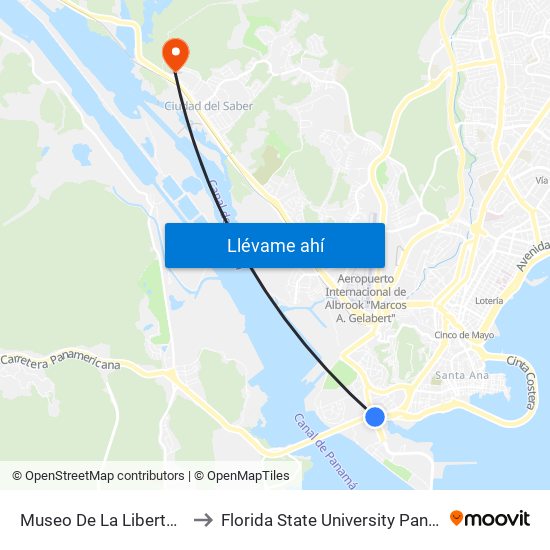 Museo De La Libertad-R to Florida State University Panamá map