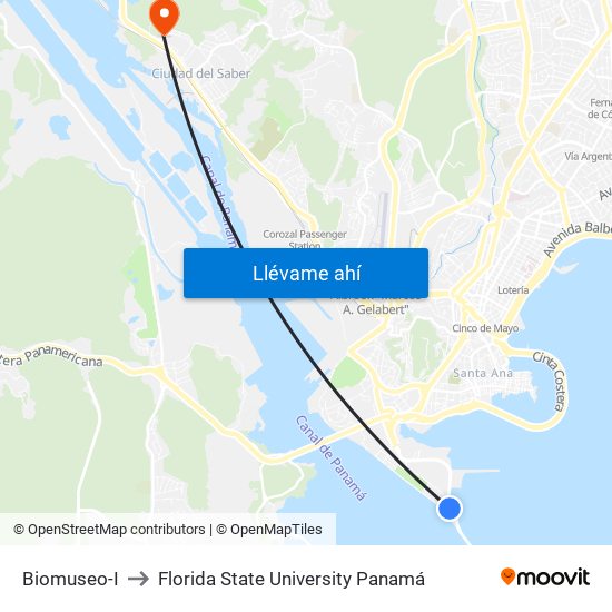 Biomuseo-I to Florida State University Panamá map
