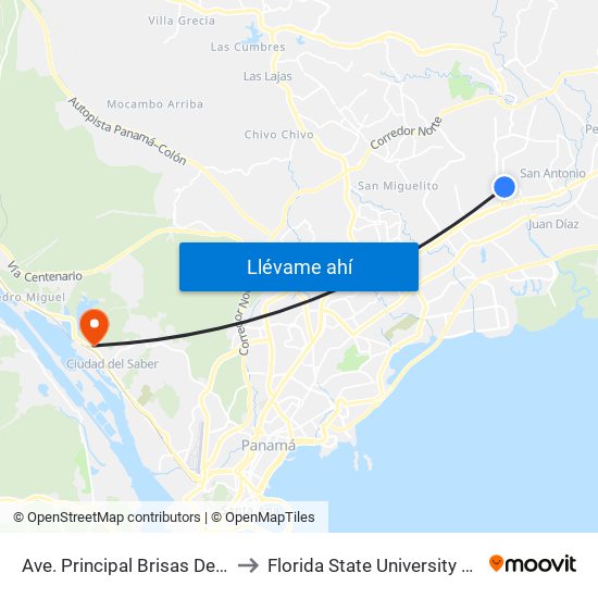 Ave. Principal Brisas Del Golf-R to Florida State University Panamá map