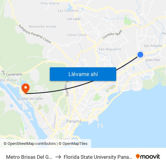 Metro Brisas Del Golf to Florida State University Panamá map