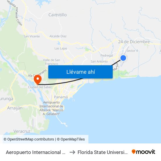 Aeropuerto Internacional De Tocumen to Florida State University Panamá map
