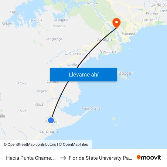 Hacia Punta Chame, 96-8 to Florida State University Panamá map