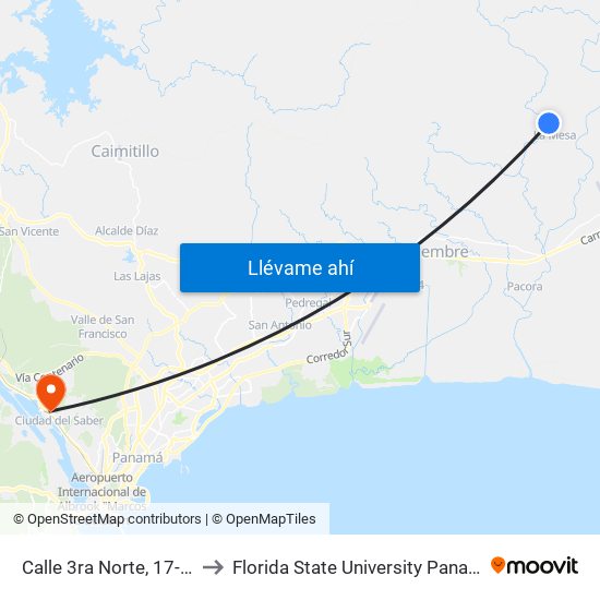 Calle 3ra Norte, 17-18 to Florida State University Panamá map