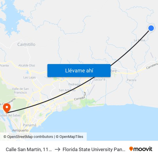 Calle San Martín, 11-13 to Florida State University Panamá map